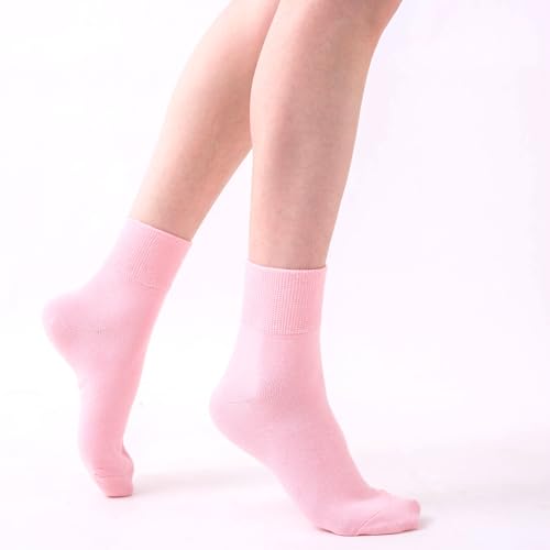 Image of HUGSWEET Thin Soft Cotton Crew Socks for Women Ankle above Bootie Socks Gifts for Women 5-10 Pairs