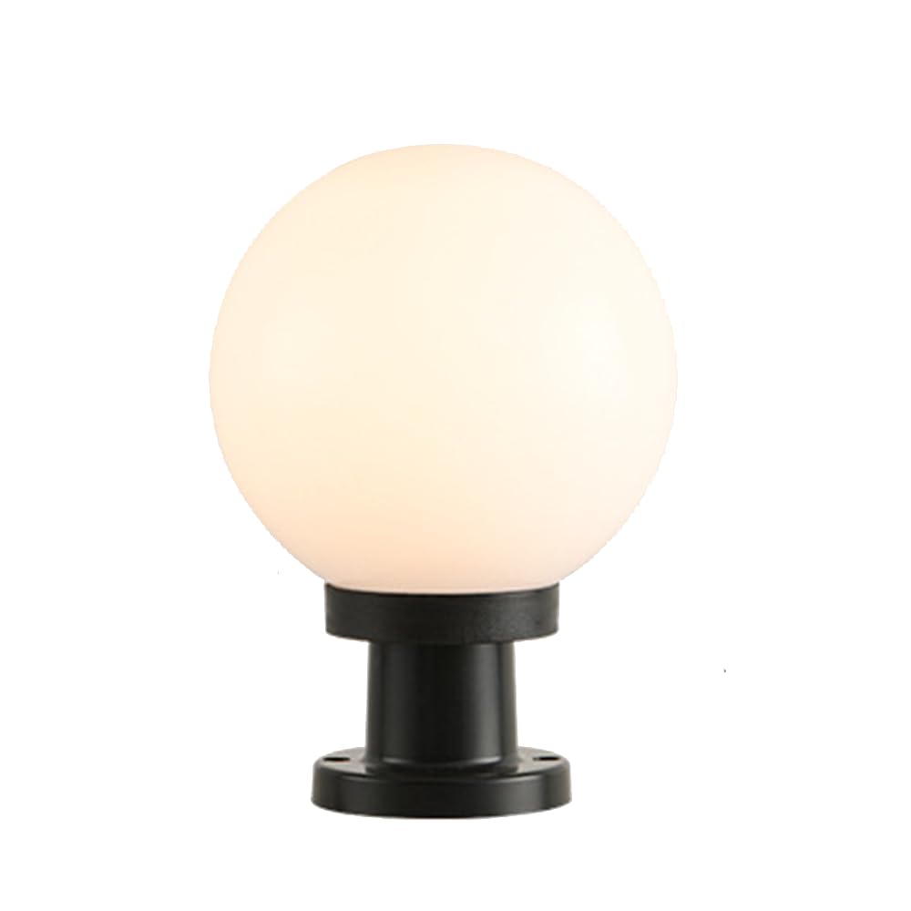 HCIPJQY Minimalist Ball Post Pedestal Lamp White Outdoor Column Head Lamp Waterproof Courtyard with Pier Mount Base Modern Pillar Post Light Fixture for Garden, Driveway, Pathway, Porch, Yard