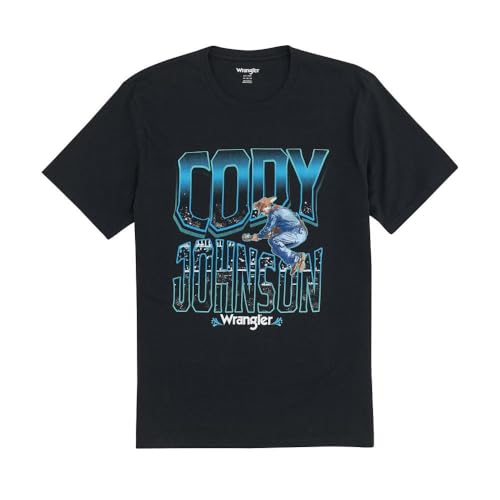 T-shirt noir Wrangler Cody Johnson homme anti-déformation coton épais durable