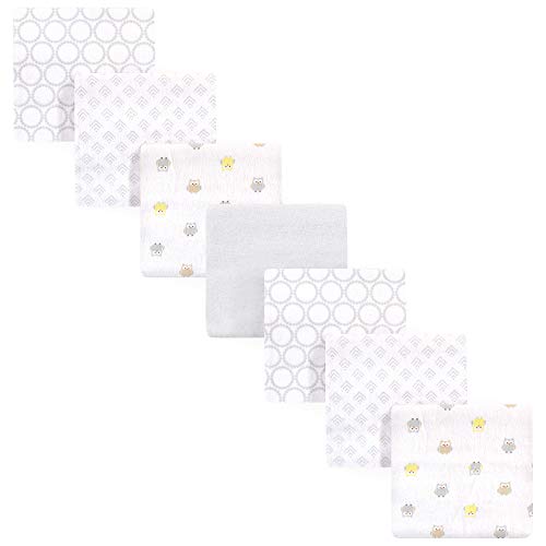 Image of Luvable Friends Unisex Baby Cotton Flannel Receiving Blankets, Owl 7-Pack, One Size