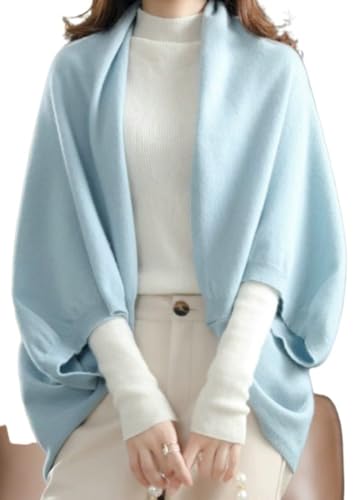 Womens Open Front Shawl Wrap Knitted Cashmere Scarf with Sleeves Warm Fall Winter Sweater Shawl Travel Soft Pashmina