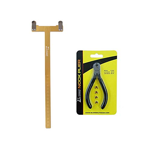 Yls Bow String-Loop Nocking Pliers with 4 String nocking Points +Archery Bow Square T Shape Measurement Recurve Bow and Compound Bow Gold