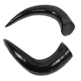 MUELODSIC Diadema de Cuernos de Buey de Plástico Negro Medio, Tamaño Mediano, 1 Par de Accesorios Cabello DIY para Fiestas de Halloween y Eventos Temáticos