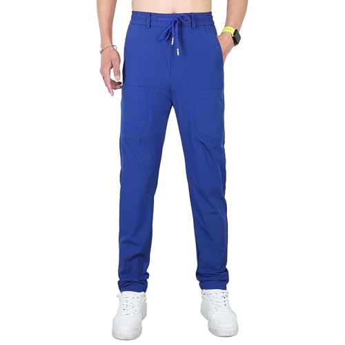 Pantalones de chándal para hombre, de pierna recta, informales, elegantes, para exteriores, cintura elástica, pantalones de correr sólidos, Azul, 3XL