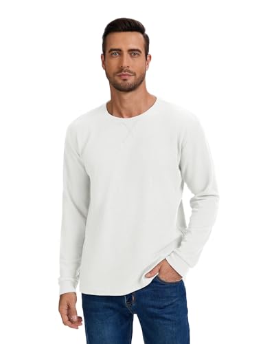 Image of 3 Pack Mens Waffle Shirts Long Sleeve Casual T-Shirt | Lightweight, Regular Fit, Waffle Knit, Crew Neck, Stylish Design, Pullover Top, Work, Daily