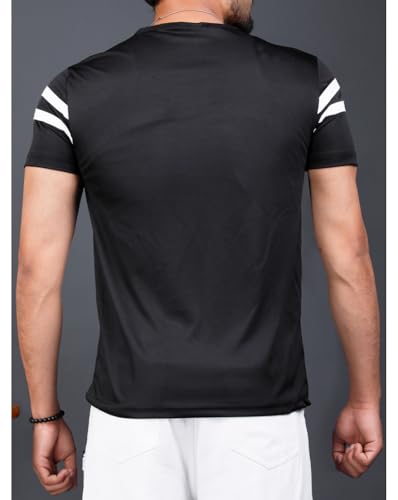 Image of Noble Monk Men Regular Fit T-Shirt | Round Neck | Half Sleeve | Self Design | Casual T Shirt for Men