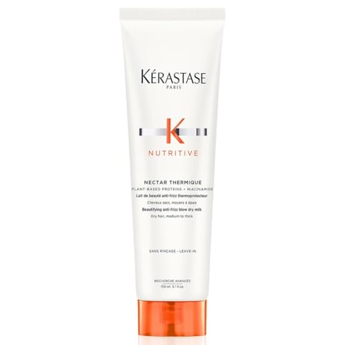 Kérastase Nutritive Nectar Thermique Anti-Frizz Blow-Dry Milk for Dry Medium to Thick Hair with Niacinamide Protects from Heat Styling and Reduces Frizz 150 ml