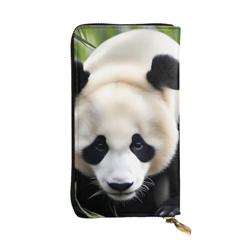 Panda Animal Picture Leather Long Clutch Wallet for Fashionable Girls and Women - Durable, Stylish, and Functional, Black, One Size