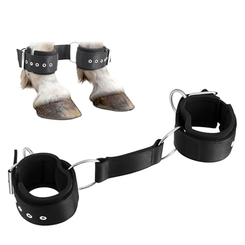 Aocmmttr 2 Legged Horse Hobbles Adjustable Soft Leather Horse Tack Soft Lightweight Hobby Horse Accessories for Grazing Training Travel