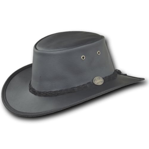 Barmah Hats Sundowner Kangaroo Leather Hat 1019BL / 1019BR / 1019SA - Black - XXLarge