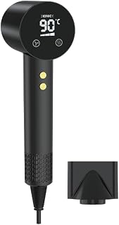 Kissleaf jon-hårtork, digital display med pekskärm, 180 000 varv/min, höghastighets-joner, hårfön, 500 miljon, negativa joner, hårfön med 4 temperaturinställningar, svart
