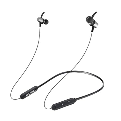 Image of Leevo Dance Wireless Neckband Earphones with Super-Fast Charging, Magnetic Ear-Tips and a Mesmerizing Sound Quality (Steel Grey)