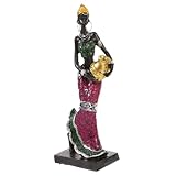 Fabriquée avec précision : méticuleusement réalisée en résine sûre, cette statue réaliste et détaillée représente une femme assise de style tribal africain. décoration pour la maison
