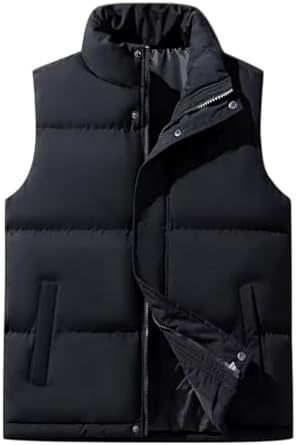 （03:30時点） [Ｋａｙｉｙａｓｕ] ダウンベスト メンズ 冬 大きいサイズ 暖かい 厚手 ノースリーブ 袖なし 立ち襟 中綿 アウトドア 春 秋 おしゃれ カジュアル 旅行 登山 釣り 無地(L ブラック)