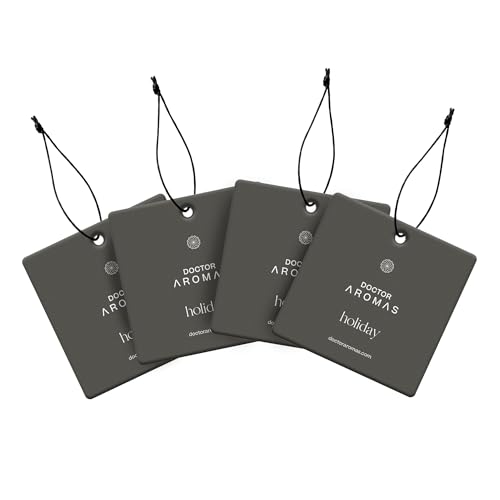 Doctor Aromas Car Perfume – Pine & Cinnamon Hanging Diffuser, Long-Lasting Freshness for Cars & Vehicles 4 Pack (Holiday)