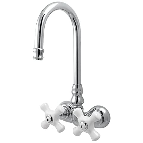 Grifo de bañera Kingston Brass cc80t1 con mango de cruz de porcelana y acabado cromado pulido Cover