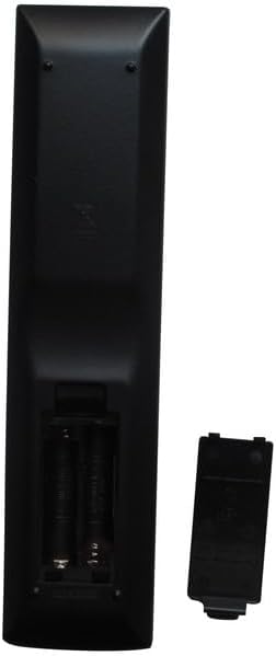 Z powrotem view of the remote control with the battery compartment open and batteries inserted