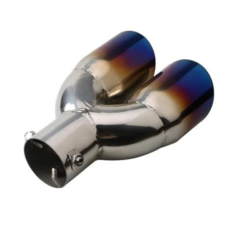 Embout d'échappement double 63 mm inox bleu droit : finissez-en avec un pot d'origine moche