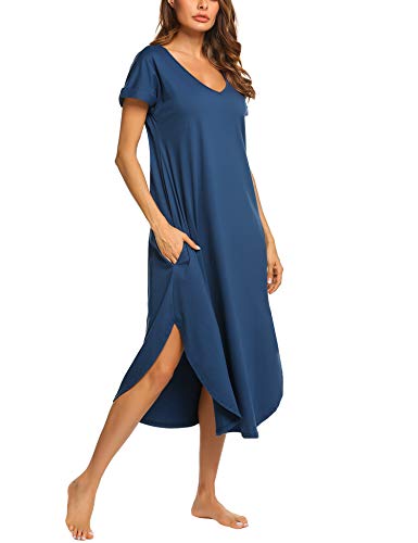 image for luxilooks Women's Cotton Sleep Shirts Solid Cotton Sleepwear Short Sle