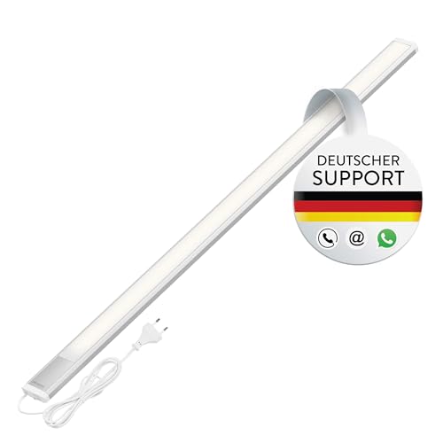 Oktaplex Riva flach LED Unterbauleuchte Küche 1110lm warmweiß 90cm Unterschrankleuchte silber mit Schalter Küchenlicht 15W 230V