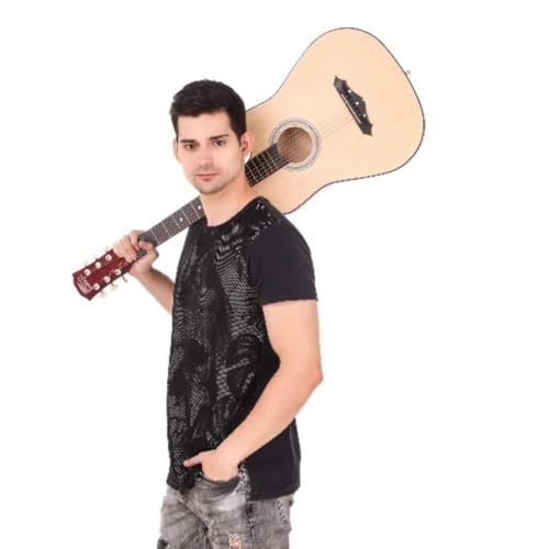 Image of Intern 38 Inch Acoustic Guitar for Beginners with Bag, Strap, Strings, Picks & Winder | Cutaway Design | Steel String Guitar for Kids & Adults. (Natural)