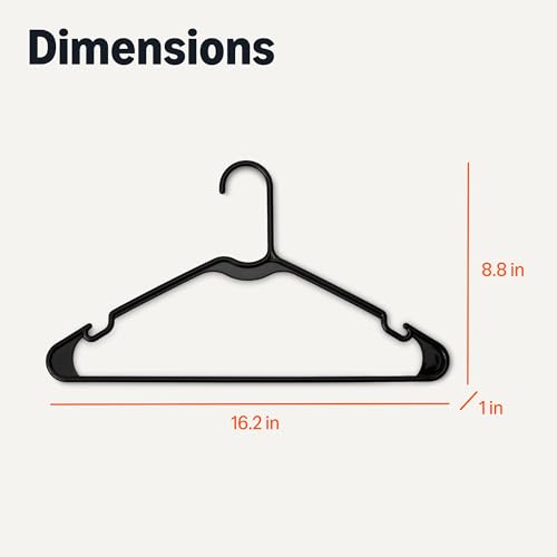 Amazon Basics Plastic Clothes Hangers, Adult Size, Black, Pack of 50 - Image 6
