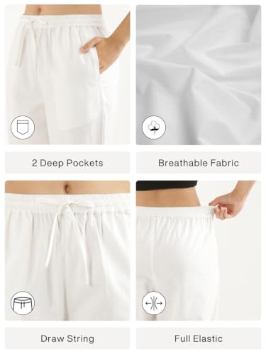 Image of SAADAA Cotton Straight Pants for Women | Breathable Everyday Wear Trousers | Drawstring, Deep Pockets & Elastic Waistband | Casual & Comfortable Fit