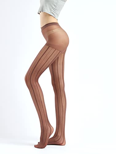 Image of Sahabowi Women Tights, Female Sheer High Waist Pantyhose, Vintage Control Top Stockings