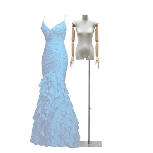 Torso de maniquí Femenino Ajustable con Brazos de Madera extraíbles   Expositor de 52 76 Pulgadas para Ropa, joyería, Costura, escaparates y Merchandising de Moda