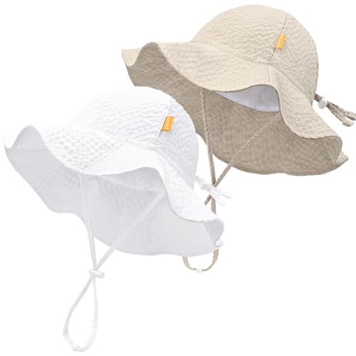 Baby Sun Hat Toddler Boy Girl Beach Hat,Kids Adjustable Outdoor Summer Hat Child Sun Protection Wide Brim 0-6 Months