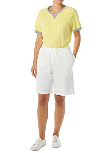 AmeriMark Women’s Full Elastic Waist Athletic Bermuda Shorts - Ladies 100% Cotton Pull-On Golf Shorts with Pockets3