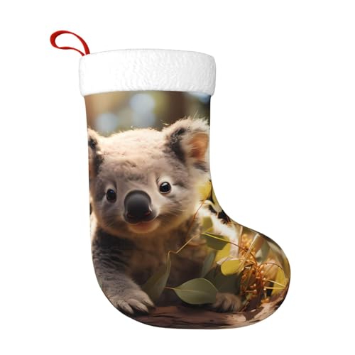 WHJWZY Calcetín decorativo de Navidad, para días festivos, fiestas, Navidad, Halloween y Año Nuevo, bonito patrón de plantas de koala
