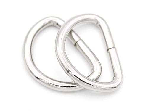 Craftmemore 1 1/4 & 1 1/2 Inches D-Ring Findings Metal Non Welded D Rings For Belts Bags Lanyard Leathercraft Avail 4 Colors (1 1/4" X 20 Pcs, Silver) #TOP3