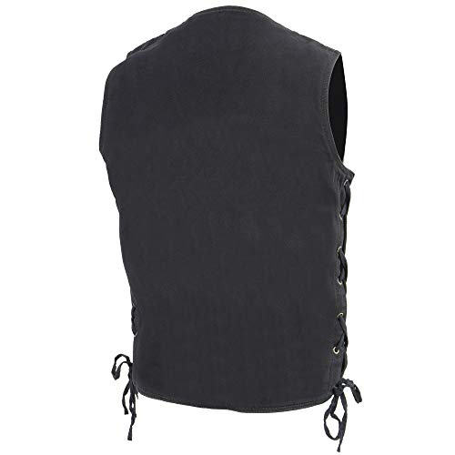 Image of Milwaukee Leather Men's Black Side Lace Denim Vest w /Chest Pockets DM1360