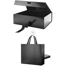 PACKHOME 1 Extra Large Gift Box with Ribbon 17x14.5x5.5 Inches, 6 Extra Large Gift Bags 17.5x6x16 Inches Black