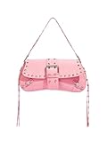 Verdusa Women's Shoulder Bag Y2K Handbag Goth Trendy Cute Studded Punk Rivet Purse Light Pink One Size