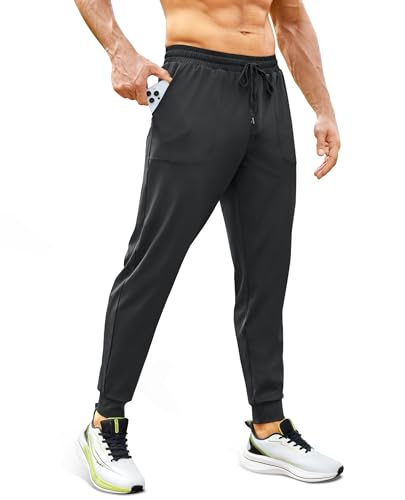Men's Joggers with Zipper Pocket Athletic Lightweight Sweatpants Tapered Track Pants for Gym Workout Running