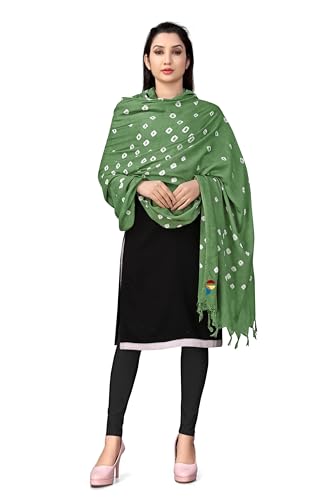 Image of Women Cotton Hand Printed Bandhani Design Dupatta | Ethnic Tie Die Print Dupatta (LENGTH 2.10M)