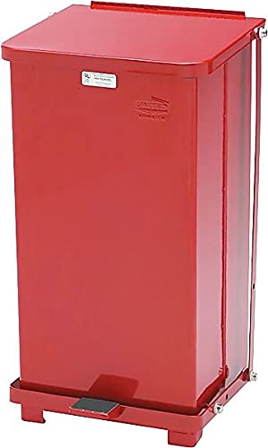 Image of Rubbermaid Commercial Products Defenders Biohazard Steel Trash Can, Step-On, 6.5 GAL, Red, Hospital /Doctor's Office /Healthcare Facilities