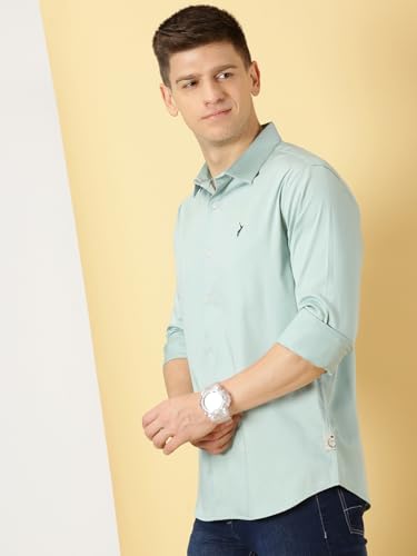 Image of Thomas Scott Men's | Solid | Full Sleeve | Slim Fit | Cotton Blend | Spread Collar | Casual Shirt