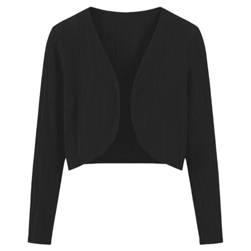 Cropped Cardigan for Women Open Front Long Sleeve Knit Bolero Shrug - image 5