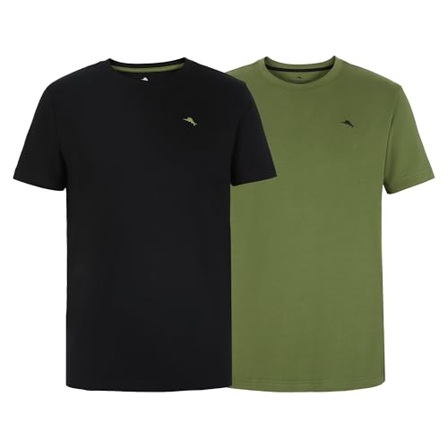 Tommy Bahama - Mens Essential 2 Pack T Shirts Short Sleeve Crew Neck Stretch Jersey Top for Sleep or Lounge (Black & Green XX-Large)