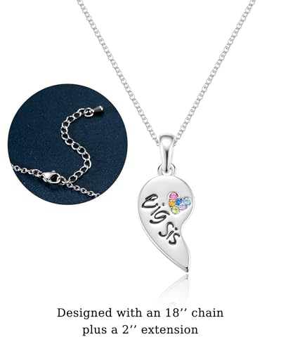 KINGSIN Sisters Necklace for 2 Big Little BFF Friendship Matching Heart Jewelry Gifts for Girls Women2