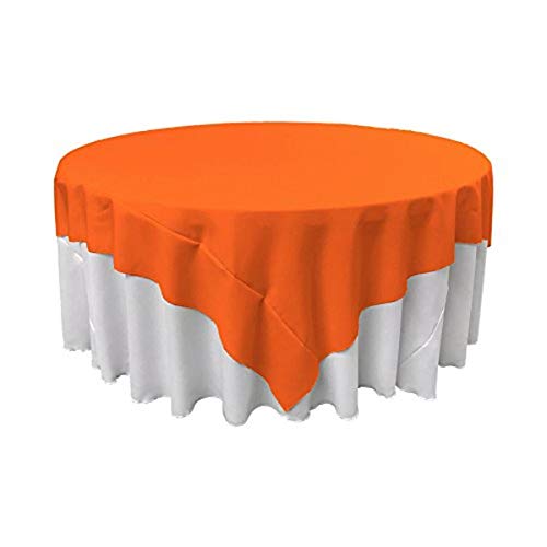 LA Linen Polyester Poplin Washable Square Tablecloth, Stain and Wrinkle Resistant Table Cover 72x72, Fabric Table Cloth for Dinning, Kitchen, Party, Holiday 72 by 72-Inch, Orange