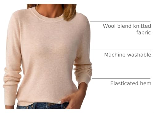 Image of GKBK Women's Wool Blend Sweaters 2026 Fall Fashion Lightweight Business Casual Outfits Long Sleeve Crew Neck Pullover Tops
