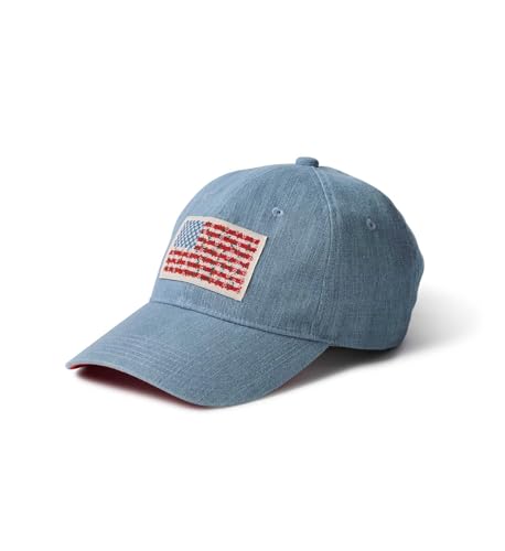 RIFLE PAPER CO. Americana Denim Baseball Cap, Women's Baseball Hat, Classic Six-Panel Textile Print Cap with Adjustable Strap, Made from 100% Cotton, One Size Fits All
