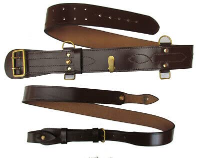 Sam Browne Belt With Shoulder Strap - Dark Brown