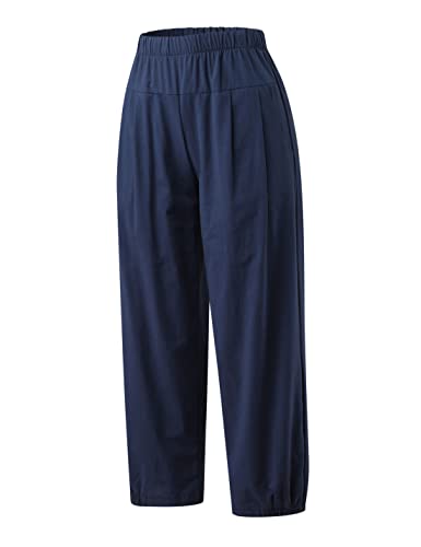 Image of Bozanly Summer Capri Pants for Women Casual Elastic Waist Cotton Linen Comfy Yoga Crop Pants Trousers 2026