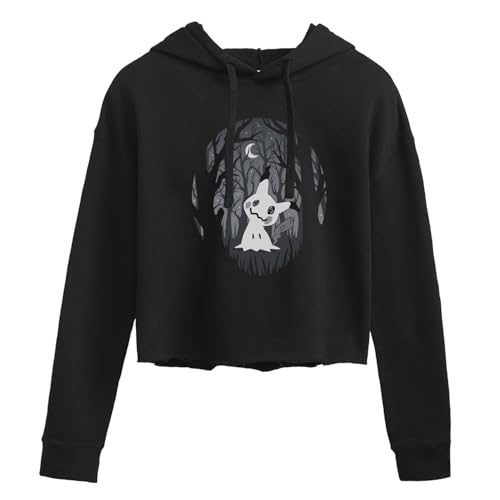 HYBRID APPAREL Pokmon - Mimikyu Forest - Womens Juniors Cropped Fleece Hoodie - Size Medium