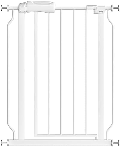 Fairy Baby Narrow Baby Gate 24-27 Inch Auto Close Child Safety Gates for Stairs Banister Doorways Hallway, Pure White
